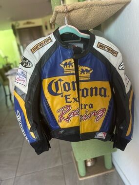 Joe Rocket Black/Blue/Yellow Racing Leather Jacket